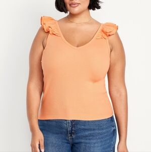 3X • Old Navy • Ruffle-Trim Mixed Material Orange Top